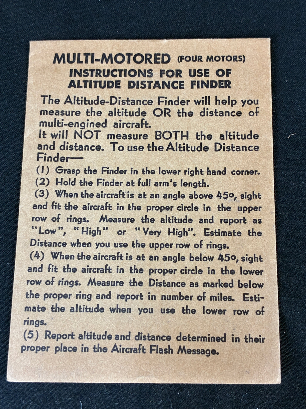 WW2 USAAF Altitude Distance Finder