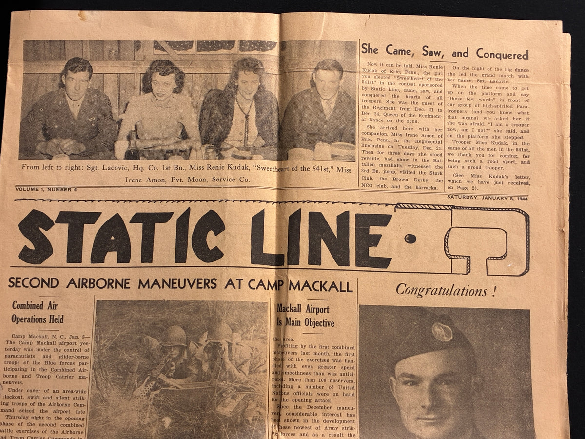 WW2 US Airborne Static Line Newspaper - 1944