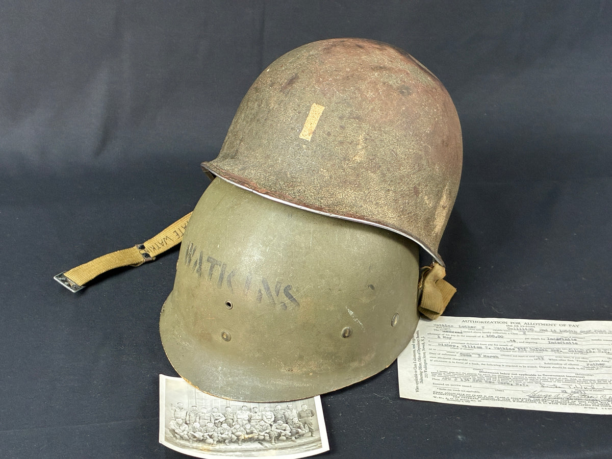 WW2 M-1 Fixed Bale 2nd Lt Helmet Named Grouping