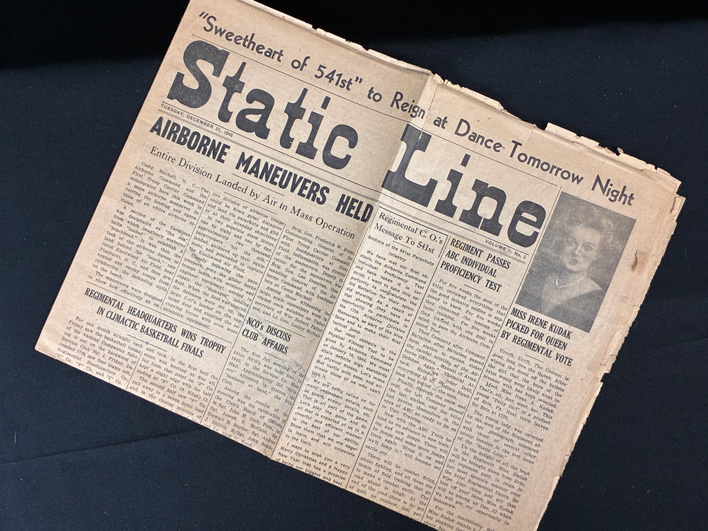 WW2 US Airborne Static Line Newspaper - 1943