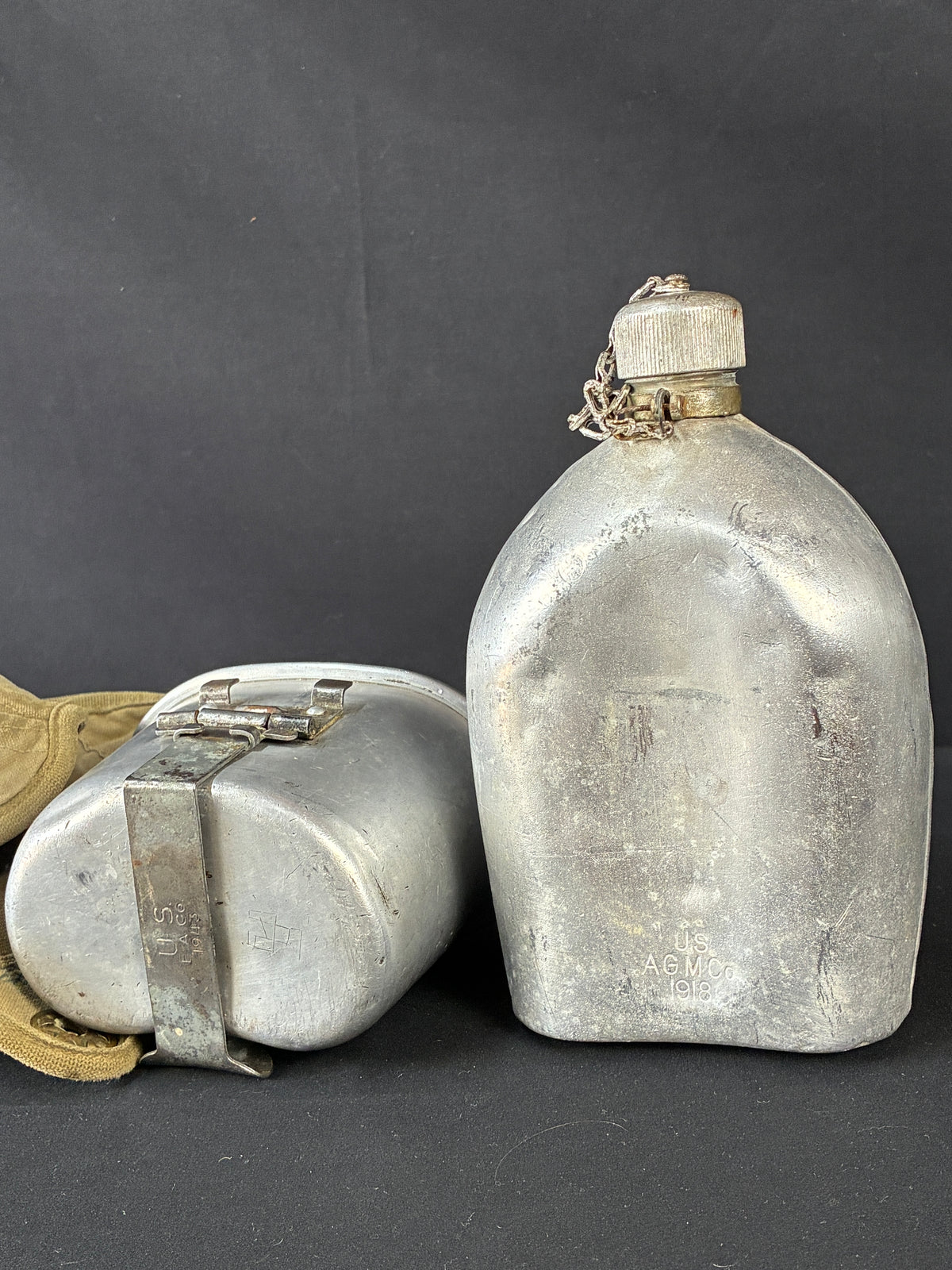 WW2 US M1919 Mounted Canteen Set - Camouflage Cover