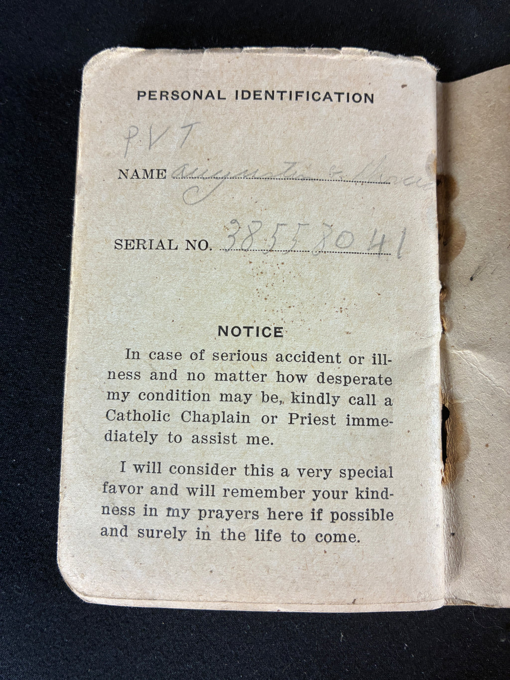 WW2 US Catholic Prayer Book - Normandy Relic - ID’d